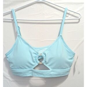 Aerie Swim Bralette Women's‎ L Blue Cutout Ring Adjustable Strap Bikini Top